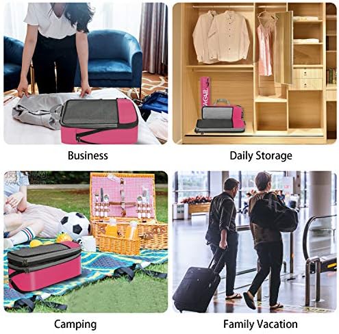 BAGAIL 4 Set/6 Set/8 Set Compression Packing Cubes Travel Accessories Expandable Packing Organizers (Half Mesh, 6-Fuchsia)