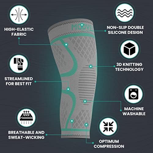 Modvel Compression Knee Brace for Women & Men, 2-Pack Knee Brace for Running Knee Pain, Knee Support Compression Sleeve, Workout Sports Knee Braces for Meniscus Tear, ACL & Arthritis Pain Relief