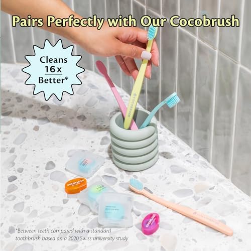 Cocofloss Woven Dental Floss, Travel Sampler, Dentist-Designed Oral Care with Coconut Oil, Waxed, Vegan, Kid-Friendly, 4 Minis in Mint, Coconut, Orange, Strawberry (8 yd Each)