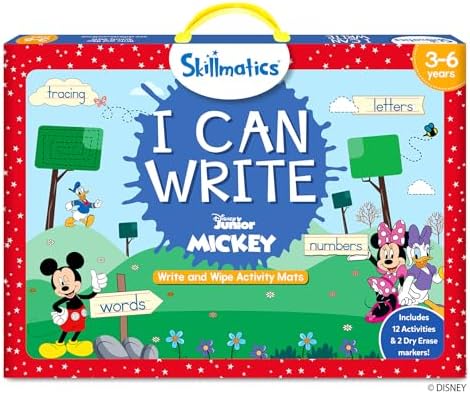 Skillmatics I Can Write Disney Junior Mickey Mouse - Reusable Preschool Learning Activities, Educational Toy and Game, Back to School Supplies, Gifts for Students, Kids, Toddlers Ages 3, 4, 5, 6