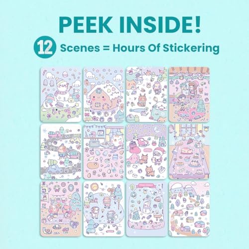 Christmas Sticker + Coloring Book for Kids (500+ Holiday Stickers & 12 Scenes) by Cupkin, Fun Side by Side Winter Activity Books, Stocking Stuffer for Older Boys & Girls Ages 2-4, 4-8 or 8-10