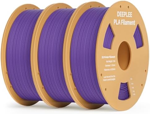 DEEPLEE PLA 1.75mm 3D Printer Filament, Dimensional Accuracy +/- 0.02mm, Neatly Wound, No Clogging, Vacuum Package, Fits for Most FDM 3D Printers, 3 Pack 1kg Purple
