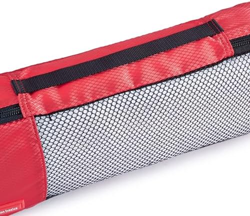 Amazon Basics Slim Packing Cubes for Travel, Packing Organizers, 4-Piece-Set With Double Zipper Pulls and Mesh Top Panel, 100% Durable Polyester, Red, 14"L x 5"W x 3"H