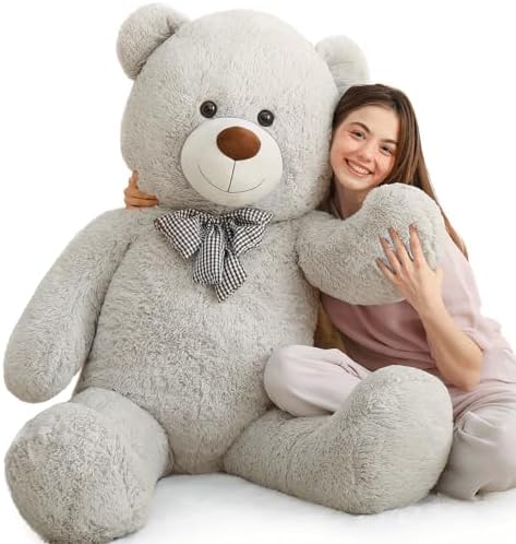 MaoGoLan Giant Teddy Bear Plush 5 Feet, Life Size Large Stuffed Animal 5 Feet,Soft and Fluffy Big Teddy Bear Gift for Baby Shower,Christmas,Valentines,Gray