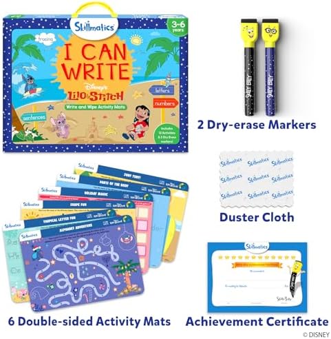 Skillmatics I Can Write Disney's Lilo & Stitch - Reusable Preschool Learning Activities, Educational Toy and Game, Back to School Supplies, Gifts for Students, Kids, Toddlers Ages 3, 4, 5, 6