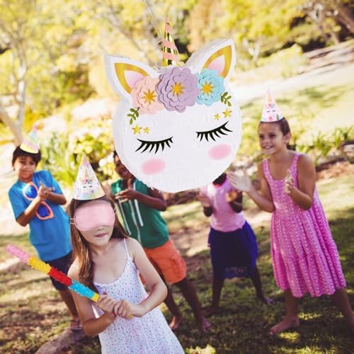 WERNNSAI Unicorn Piñata - Unicorn Party Supplies Piñata with Stick and Blindfold for Girls Kids Birthday Party Game Anniversary Classroom Activities Unicorn Them Party Decorations(15.7'' x 12.2'')