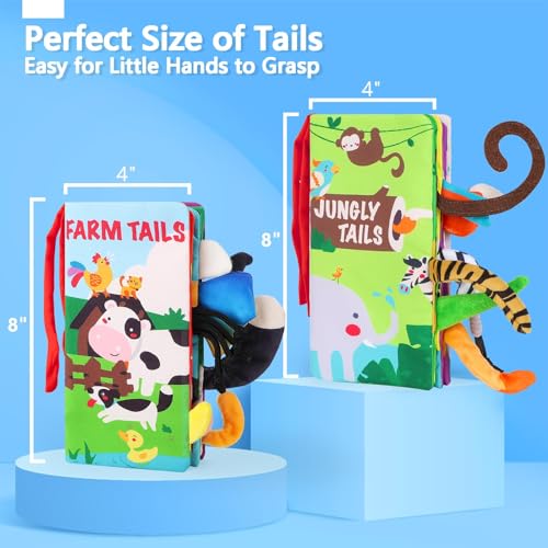 beiens Baby Books 0-6 Months, 2PCS Baby Toys 0-3-6-12-18 Months, Touch Feel Sensory Cloth Crinkle Soft Books, Tummy Time Toys, Infant Newborn Toys, Baby Boy Girl Shower Gifts Stroller Toys, MR1617.