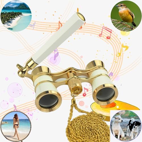 Yourelexit® Opera Glasses Binoculars 3X25 Lorgnette Theater Glasses Optical BK9 Mini Compact Lightweight Built-in Foldable Adjustable Handle Vintage for Adults Kids Women in Musical Concert Cinema