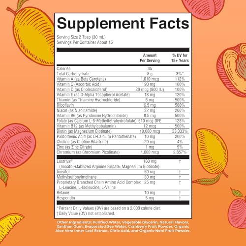 MaryRuth's Liquid Multivitamin + Hair Growth | Biotin 10000mcg | Lustriva Hair Growth Supplement | Clinically Tested in Women for Thicker Hair & Facial Wrinkles | Skin Care | Ages 18+ | 15.22 Fl Oz