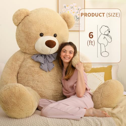 MaoGoLan Big Teddy Bear, 6 Feet Life Size Huge Plush Stuffed Animal, Adorable and Soft Teddy Bear Gift for Christmas, Valentine's, Birthday, or Long Distance