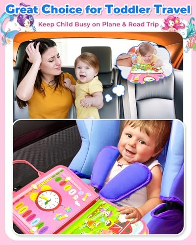 Gojmzo Busy Board Montessori Toys for Toddler Girl Birthday Gifts, Busy Book Sensory Toys for Toddlers, Learning Educational Toddler Travel Activities