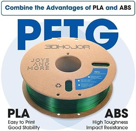 PETG Filament 1.75mm, PETG 3D Printing Filament, 2.2 LBS (1KG) Cardboard Spool, Fit Most FDM 3D Printer, Green…