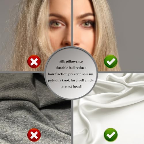 Silk Pillow Cases 2 Pack Soft Breathable and Sliky Standard Size Pillow Cases Set of 2,Natural Mulberry Satin Silk Pillowcase with Hidden Zipper for Hair and Skin (Ivory,20"X 26",2pcs)