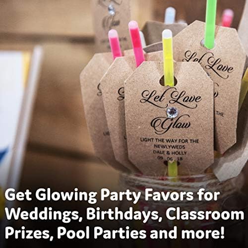 PartySticks Glow Sticks Party Supplies 200pk - 8 Inch Glow in the Dark Light Up Sticks Party Favors, Decorations, Neon Party Necklaces and Bracelets with Connectors