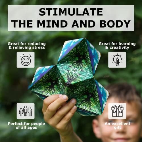 Shashibo Shape Shifting Box - STEM Magnetic Fidget Cube That Transforms Into Over 70 Shapes, Download Fun in Motion Toys Mobile App (Blue Planet)