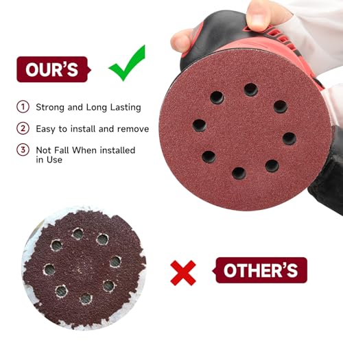 100 PCS 5 Inch Sanding Discs 40 Grit, Round Hook and Loop Sandpaper for Random Orbital Sander