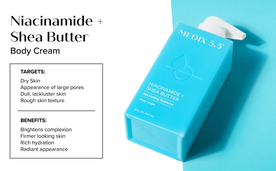 MEDIX Fragrance Free Niacinamide Face Moisturizer + Shea Butter Cream For Face & Body Lotion | Anti Aging Skin Care Firming Cream For Wrinkles, Dark Spots, Large Pores, 15 Fl Oz, 2-Pack