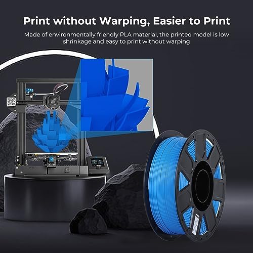 Creality 3D Printer Filament 1.75mm, Ender PLA Filament No-Tangling Smooth Printing Without Clogging No Warping, Fit Most FDM 3D Printers, 1kg Spool, Dimensional Accuracy +/- 0.02mm, Blue