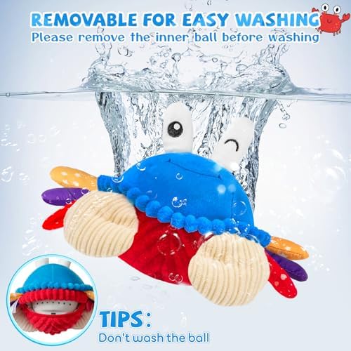 Baby Toys 12-18 Months, Musical Crawling Crab Plush Toy - 40 Songs & Recording Feature, Dancing Walking Moving Bouncing Tummy Time Toy, Sensory Toys for Toddlers 1-3, Birthday Gifts for Infants