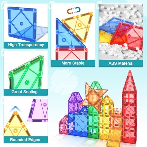 Magnetic Tiles Toddler Toys Magnetic Building Blocks for Kids Ages 3-12 STEM Educational Toys for Girls & Boys Sensory Play for Preschool Learning Classroom Must Have Decor