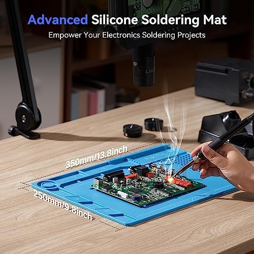 TOMLOV DM602 Flex Digital Soldering Microscope 2000x, Flexible Arm, 10.1" HDMI Microscope with 3 Lens, Coin Magnifier with Ring Light, Adults LCD Video Magnifying Glass, Electronic Repair Mat,64GB