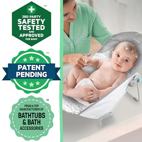 Ingenuity Foldaway 2-Position Baby Bath Seat, Adjustable Support for Sink or Bathtub, Ages 0-6 Months up to 20 Pounds, Machine-Washable Sling