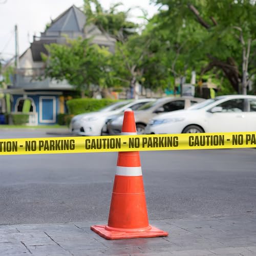 ATERET Caution No Parking Tape 2 Pack 3 inch x 1000 feet, Hazard Safety Tape, Construction Tape for Danger/Hazardous Area, Ideal Use for Halloween Decorations, Party, Work-Site