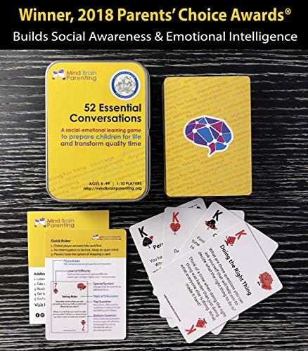 Mind Brain Emotion 52 Essential Conversations for Home, Therapy, Speech, School Classroom - Conversation Cards for Kids, Family, Teacher & Counselor to Build Growth Mindset & Communication Skills