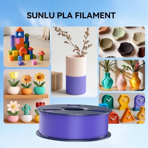 SUNLU Large Spool 3KG PLA Filament, 3D Printer Filament PLA 1.75mm, Less Stringing Good Layer Adhesion High Toughness, Big Roll Filament, 3kg Spool(6.6 lbs), Red