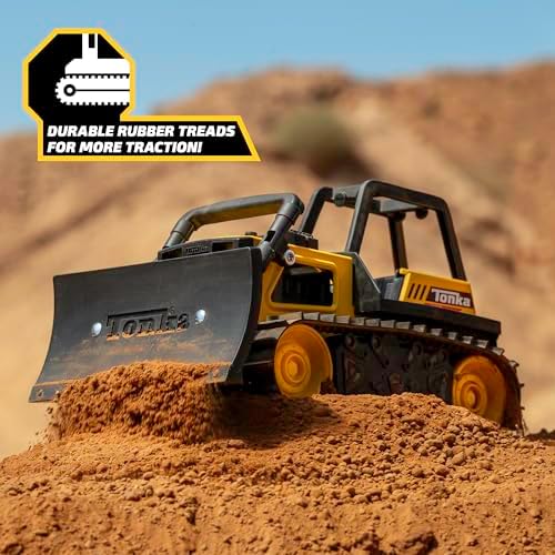 Tonka Steel Classics Bulldozer - Made with Steel & Sturdy Plastic, Yellow Toy Construction Truck, Boys and Girls, Kids, Toddlers, Ages 3+