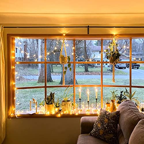 JMEXSUSS Connectable Warm White String Lights Indoor Bedroom, 8 Modes Christmas String Light Plug in Classroom Lights, 33ft 100 LED Fairy Twinkle Light Outdoor for Classroom Christmas Tree Decor