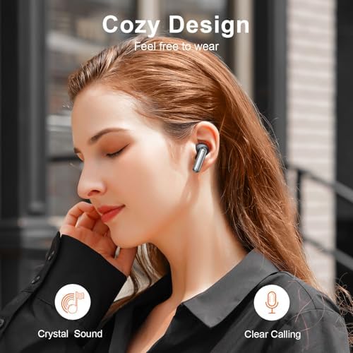 ZIUTY Wireless Earbuds Bluetooth Headphones, 50H Playtime Ear Buds with Mic, LED Digital Display Charging Case, IPX7 Waterproof, Deep Bass Stereo, in-Ear Earphone for iPhone Andriod Phone