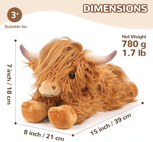 2Pcs Highland Cow Stuffed Animals, Microwavable Stuffed Animal Adorable Fluffy Highland Cow Plush for Warmth, Heatable Coolable Lavender Scent Toy, Cute Soft Plushies Gift for Kids Boys Girls & Adults