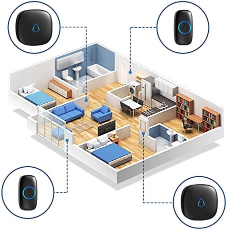 SECRUI Wireless Doorbell, Easy installation, Waterproof, Adjustable Volume, 58 Chimes, Colorful LED, 1000Ft Range, M520+F55, Black