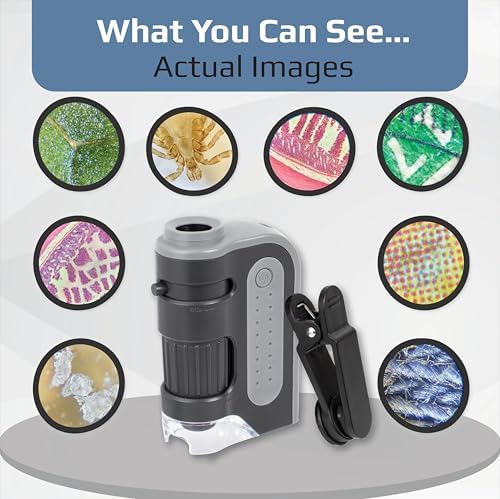 Carson MicroBrite Portable Digital Pocket Microscope for Kids or Adults, Accurate 60x-120x Zoom, Handheld Microscope with Phone Clip & Smartphone App (MM-350)