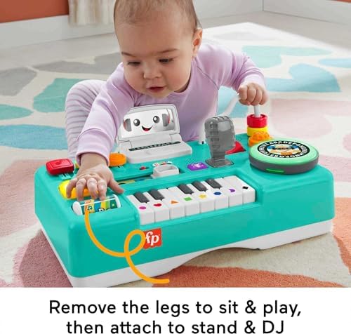 Fisher-Price Laugh & Learn Baby & Toddler Toy Mix & Learn DJ Table Musical Activity Center with Lights & Sounds for Ages 6+ Months