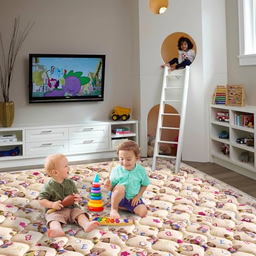 Baby Play Mat - 71" X 59",Premium Thicker Foam One-Piece Crawling Mat, Machine Washable, Extra Large Anti-Slip Activity Playmat for Babies, Toddlers & Infants