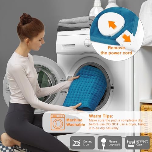 Heating Pads,Electric Heating Pads for Back,Shoulder,Hot Pad for Neck and Arms,Abdomen,Moist Heated Pad for Legs and Knee,Auto Shut Off(Deep Sky Blue, 24''×12'')