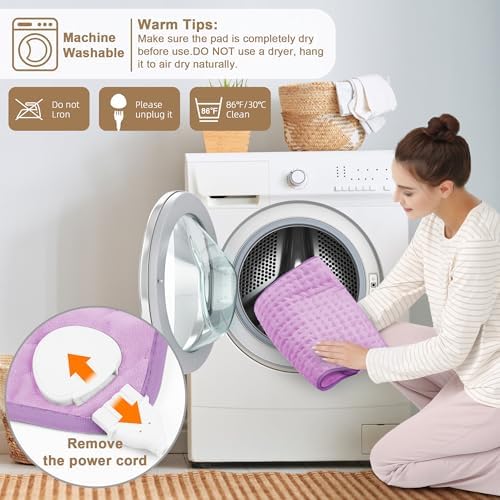 Heating Pad-Electric Heating Pads for Back,Neck,Abdomen,Moist Heated Pad for Shoulder,Pain Relieve,Dry&Moist Heat & Auto Shut Off(Lavender, 20''×24'')