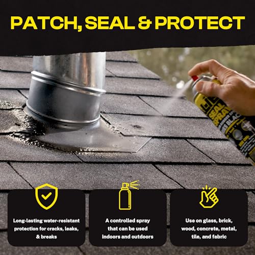 Sealant Spray 2Pk, Waterproof and Air Tight Liquid Rubber Spray Seals, Prevents and Patches Leaks, Protects Surfaces, Works on Most Materials, Long Lasting, Dries Clear - 2 Cans (28 Oz)
