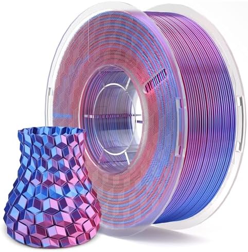 ELEGOO Silk PLA Filament 1.75mm Magenta Blue 1KG, Shiny Multi Color 3D Printer Filament Dimensional Accuracy +/- 0.05mm, 1kg Spool(2.2lbs) Fits for Most FDM 3D Printers