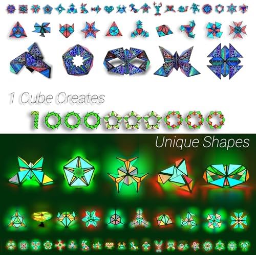 TOSY Magnet Pyramid Glow - 1 Cube Transforms into 1 Billion Shapes, 12 Pieces, 243 Rare Earth Magnets, Glowing, Holographic Design Magnet Tiles Creative Puzzle STEM/STEAM Toy