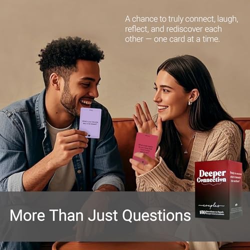 Deeper Connection, Couples Conversation Cards with 150 Deep Questions to Build Intimate Connection & Trust, Relationship Card Game for Date Nights, Wedding, and Anniversary Gifts