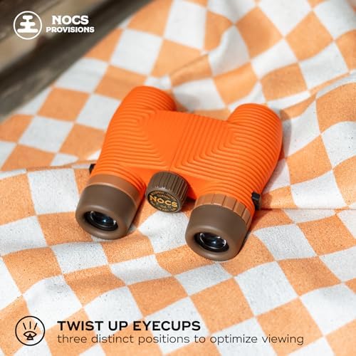 Nocs Provisions Standard Issue 8x25 Waterproof Binoculars, 8X Magnification, Bak4 Prism, Wide View Multi-Coated Lenses for Bird Watching, Hiking & Backpacking - Poppy Orange II