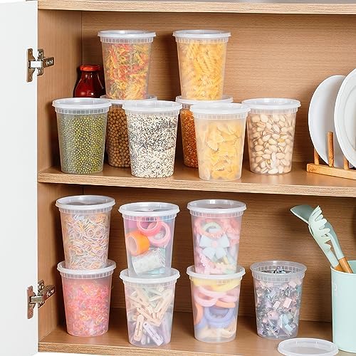 AOZITA 40 Sets 32 oz Plastic Deli Food Containers With Lids, Airtight Food Storage Containers, Freezer/Dishwasher/Microwave Safe, Soup Containers For Takeout Meal Prep Storage