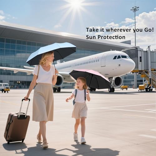 BAODINI Travel Mini Umbrella for Purse With Case-Small Compact UV Umbrella Protection Sun-Lightweight Tiny Pocket umbrella a with Case for Women, Girls