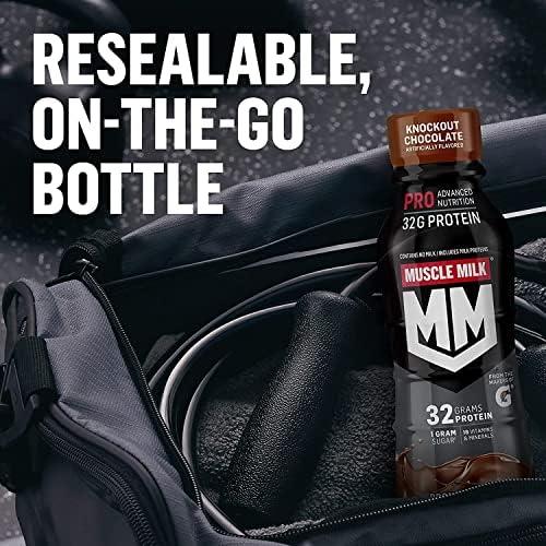 Muscle Milk Pro Advanced Nutrition Protein Shake, Intense Vanilla, 11.16 Fl Oz (Pack of 12), 32g Protein, 1g Sugar, 16 Vitamins & Minerals, 5g Fiber, Workout Recovery, Energizing Snack, Packaging May Vary