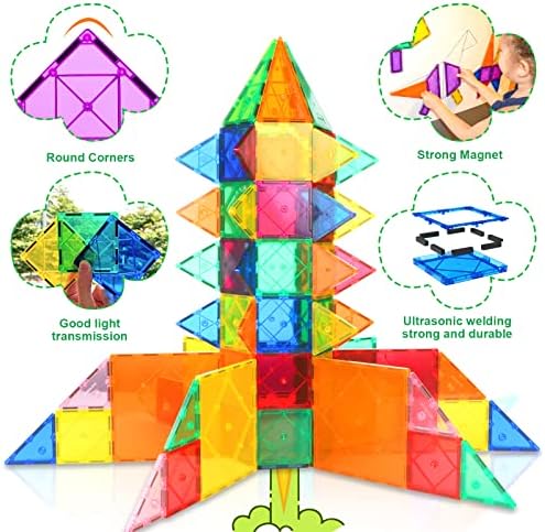 Magnetic Tiles Toddler Toys Magnetic Building Blocks for Kids Ages 3-12 STEM Educational Toys for Girls & Boys Sensory Play for Preschool Learning Classroom Must Have Decor