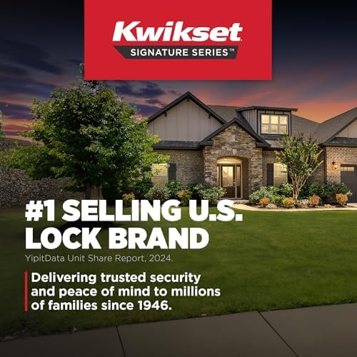 Kwikset Pismo Interior Privacy Door Knob with Lock, Door Handle For Bathroom and Bedroom, Matte Black Keyless Turn Lock Doorknob, with Microban Protection