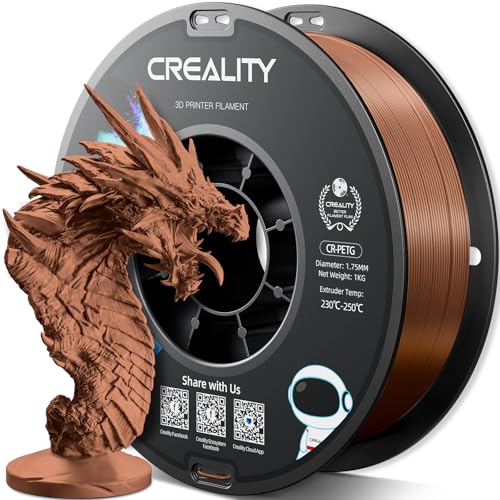 Official Creality PETG 3D Printer Filament 1.75mm 1KG (2.2lbs), High Precision Strong Toughness, Odorless Better Flow Moistureproof 3D Printing Ender Filament, Brown